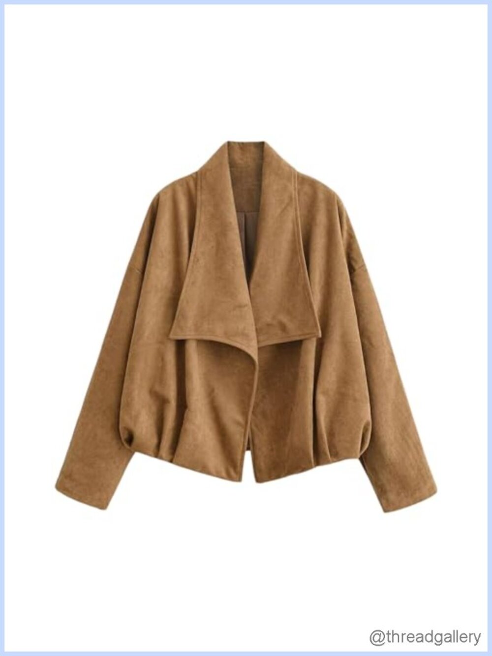 Faux Suede Wrap Jacket Casual Lapel Collar Open Front Coat